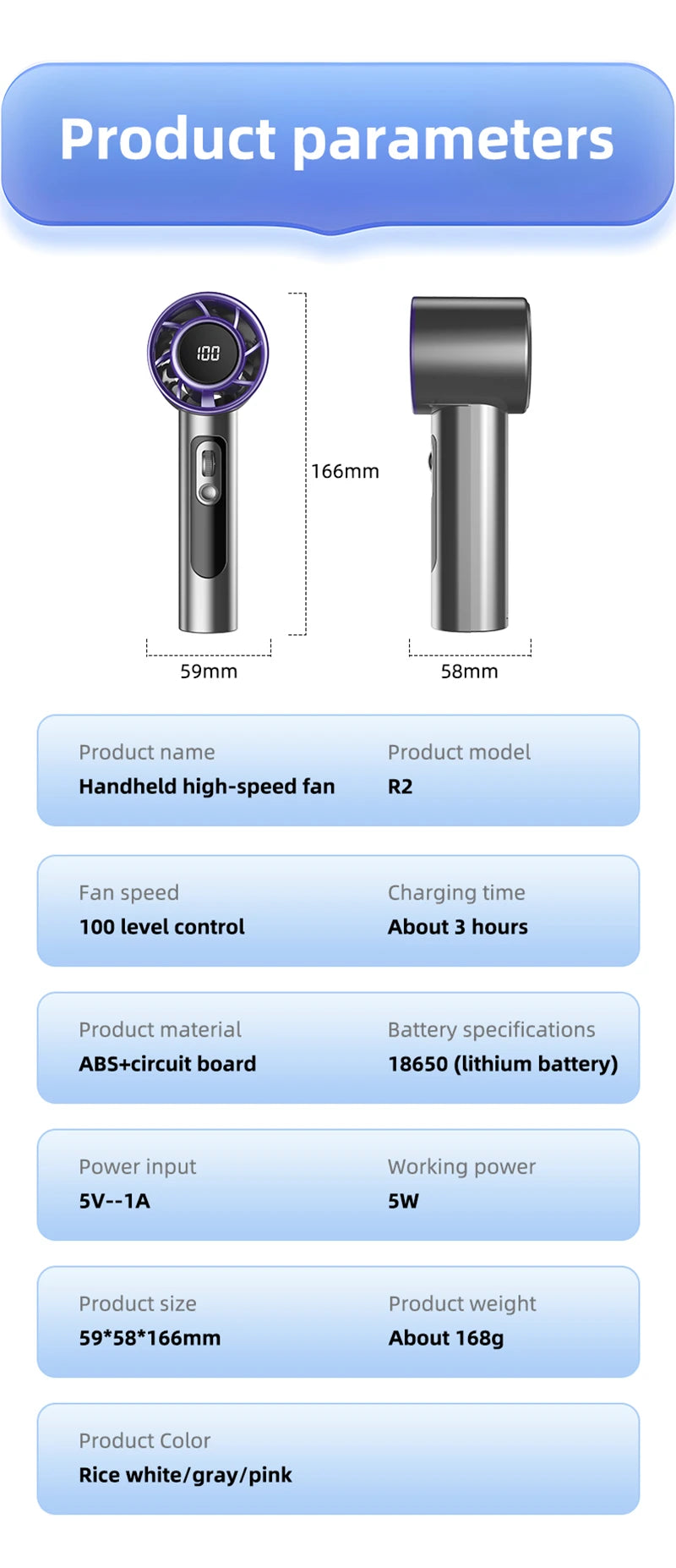 Xiaomi Handheld Portable Fan 100 Wind Speeds Adjustable Usb Charging Mini Outdoor Portable Turbo Long-lasting High Speed Fan