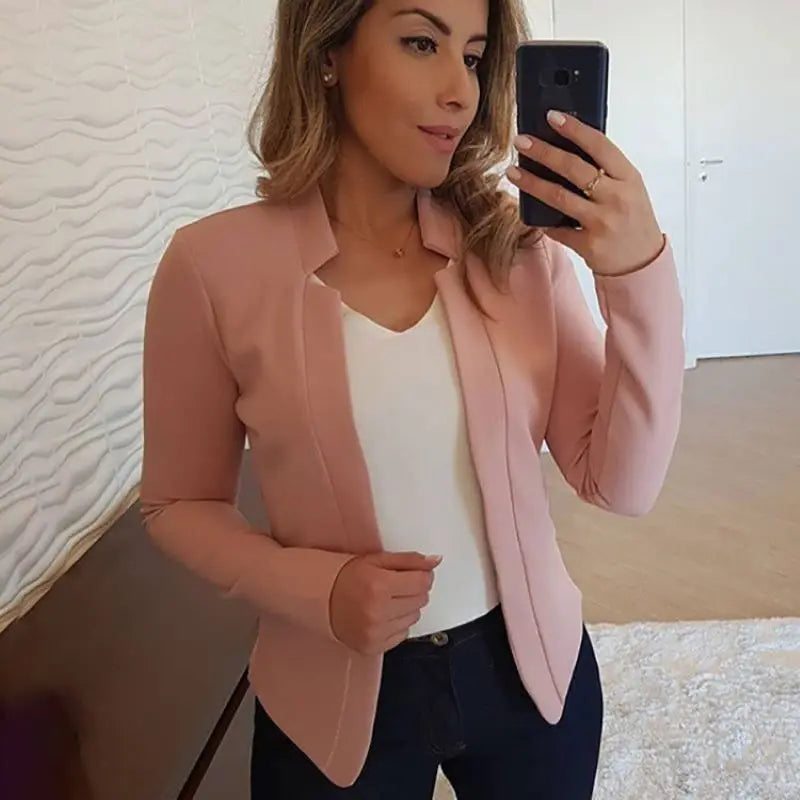 2025 Women's Thin White Blazer Summer Autumn Slim Fit Long Sleeve Open Stitch Office Coat Tops Black Ladies Fashion Outwear