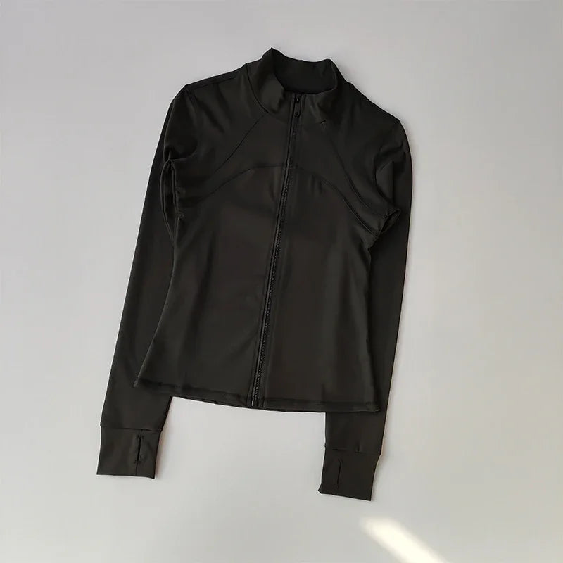 Zippered Sports Jacket for Women Yoga Suits Slim Fit Training for Jogging Long-sleeved Quick-drying Cardigan Jacket Top