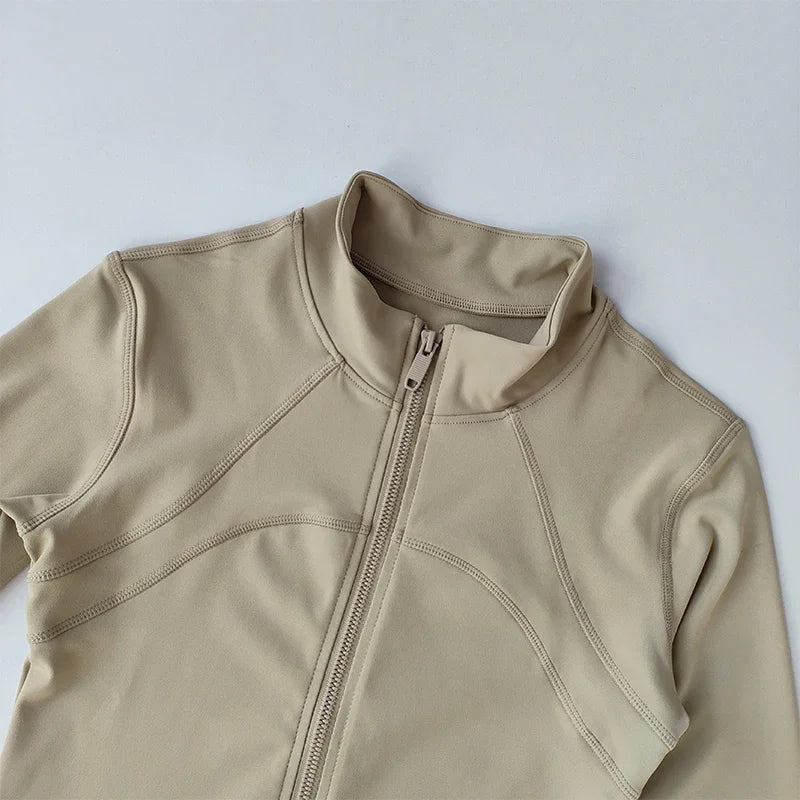 Zippered Sports Jacket for Women Yoga Suits Slim Fit Training for Jogging Long-sleeved Quick-drying Cardigan Jacket Top