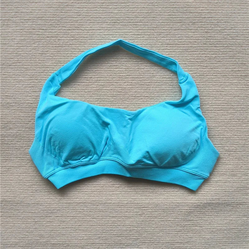 HBC Women's Sports Bra High Elastic Halter Top Push-up Fitness Workout Underwear Seamless Gym Tops Yoga Bra