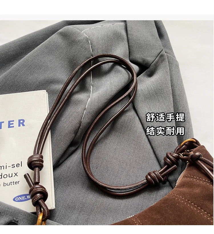 Velvet Material Zipper 2025 High Quality Shoulder Bag Solid Color Simple Fashionable Crossbody Bag Soft Western Style Handbag