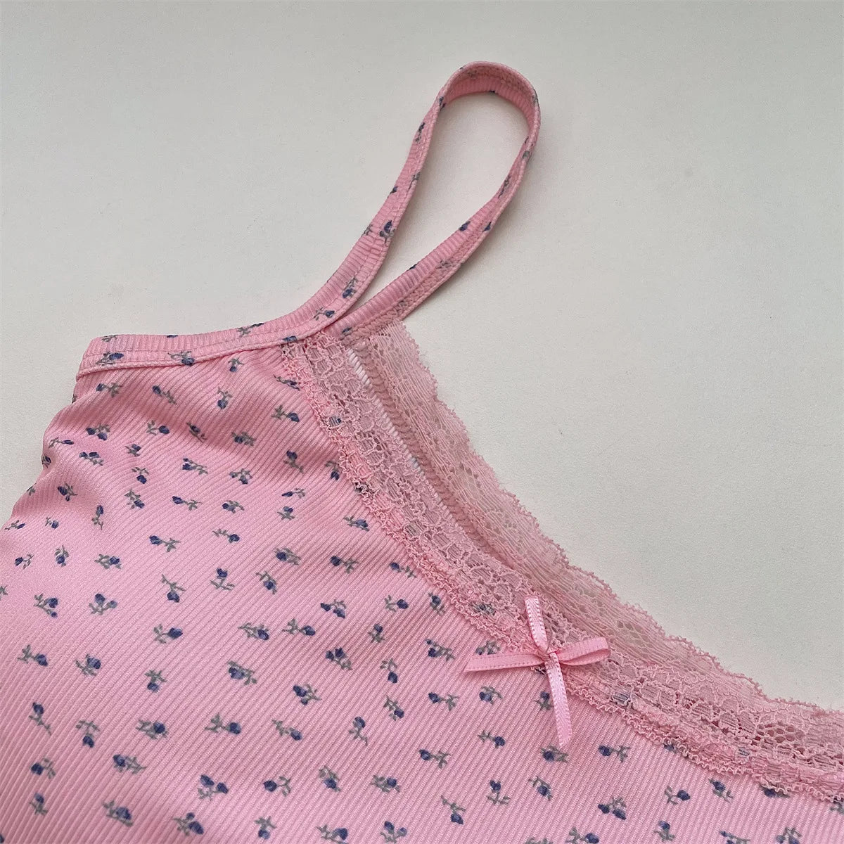 Summer Print Crop Tops for Women Bow Lace Camisole Sexy Backless Vest with Padded Basic Tank Top Bm Style Camis Y2k Streetwear