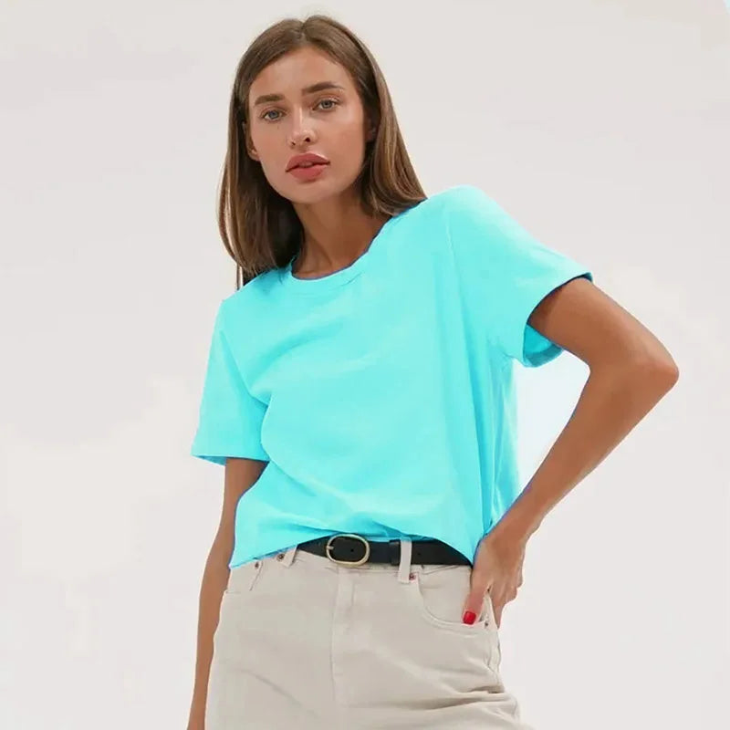 3XL 4XL 100% Cotton Women's T shirt ,Oversized Casual Solid Tees,Short Sleeve Summer Top,Plain Streetwear Quality Basic Clothing