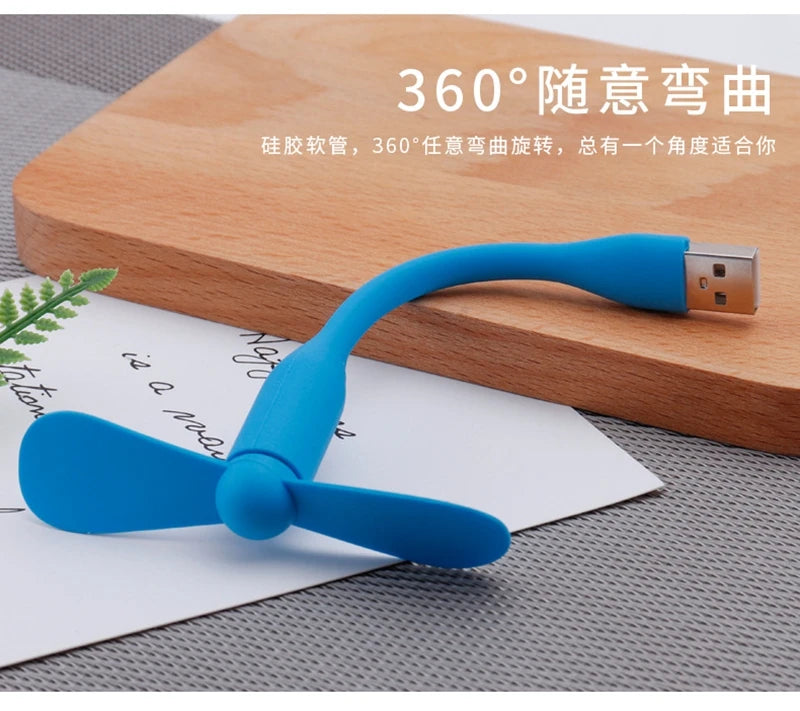 Mini USB Fan Flexible Bendable Fan For Power Bank Laptop PC AC Charger Portable Hand Cooling Fan For Computer Summer Gadget