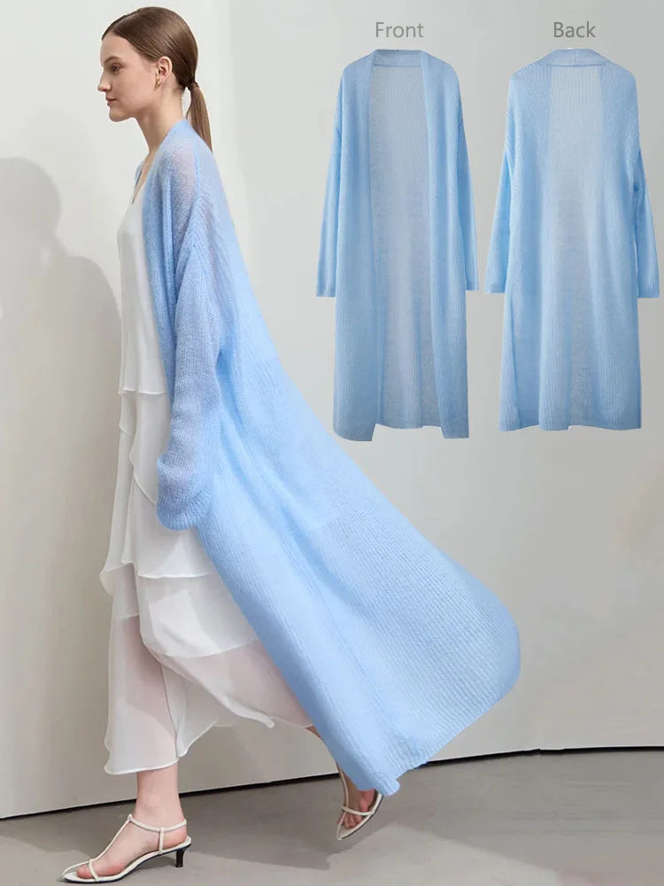 AMII Minimalist Long Sweater Cardigan For Women 2025 Spring New Casual Office Lady Knitted Coats Loose Female Cardigan 12551045