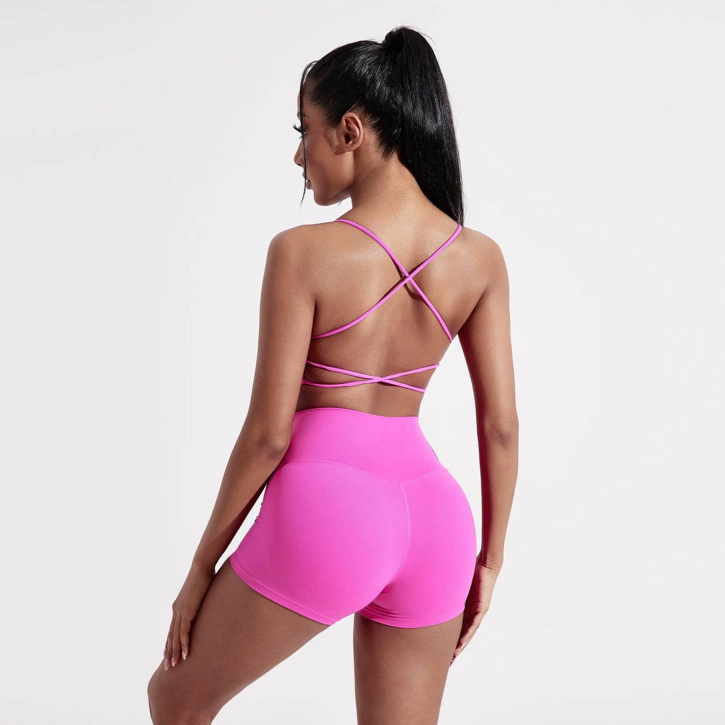 Solid Color Gym Yoga Underwear Women Cross Back Straps Fitness Bra High Strength Tight Sport Top Comprehensive With Chest Pad