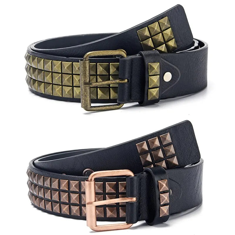 Fashion New Square Bead Rivet Belt Metal Pyramid Belt Men and Women Punk Hardware Jeans Belt Y2K Belt Designer Belt Women's Belt