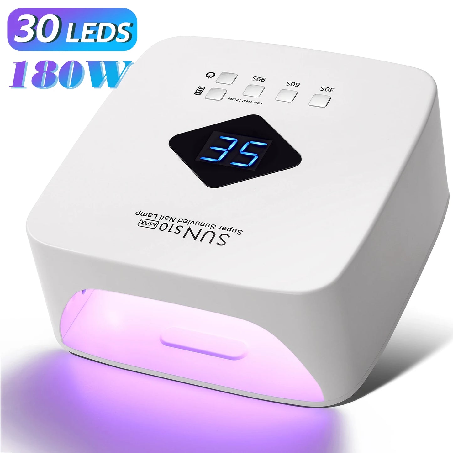 120W UV LED Nail Lamp Professional 30 LEDs Nail Dryer with 3 Timer Settings Rechargeable Manicure Lamp for Curing All Nails Gel