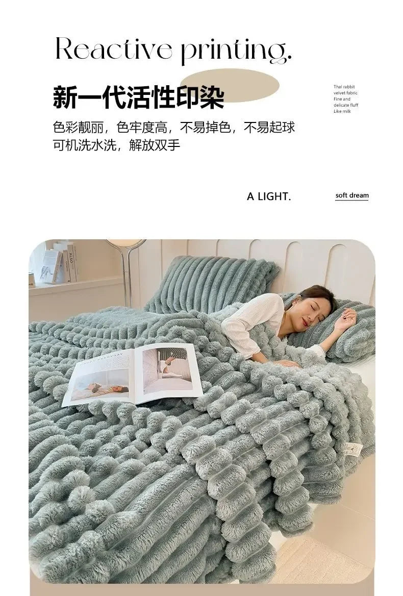 Winter Tafu Velvet Children's Comfortable Blanket Thick Coral Fleece Throw Blankets Adults Office Nap Blanket Sofa Small Cover