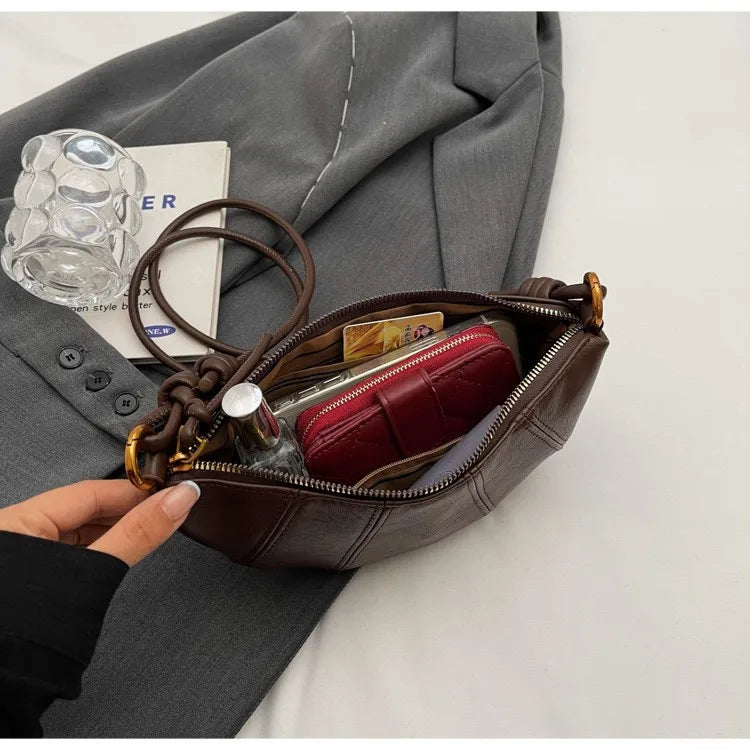 Velvet Material Zipper 2025 High Quality Shoulder Bag Solid Color Simple Fashionable Crossbody Bag Soft Western Style Handbag