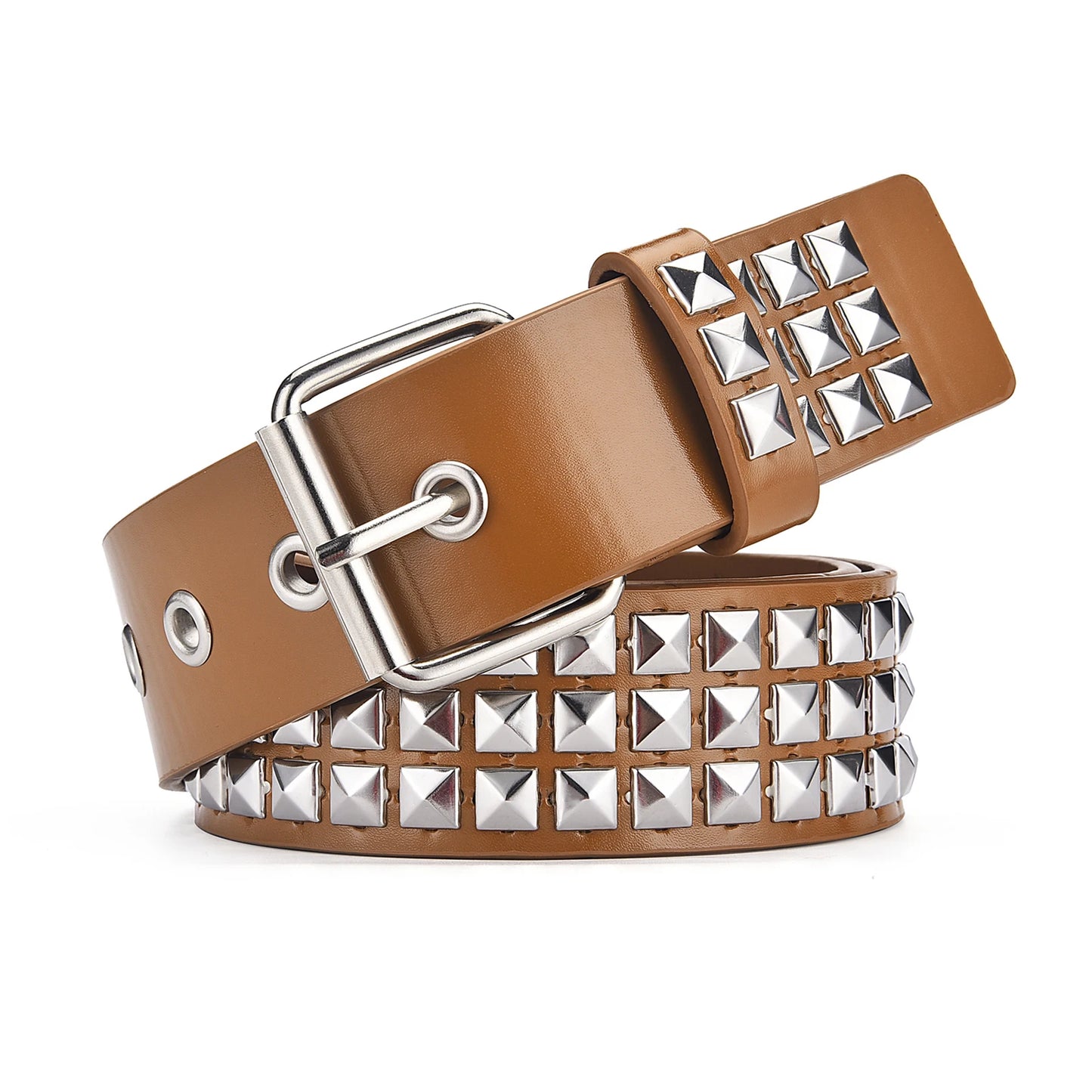 Fashion New Square Bead Rivet Belt Metal Pyramid Belt Men and Women Punk Hardware Jeans Belt Y2K Belt Designer Belt Women's Belt