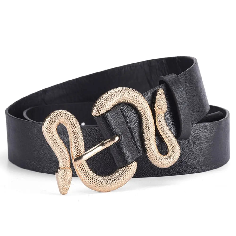 Women's Belt Trend Retro Snake Buckle Belt Fashion Casual Pu Leather Belt With Dress Jeans Belts Gift For Women and Girlfriend