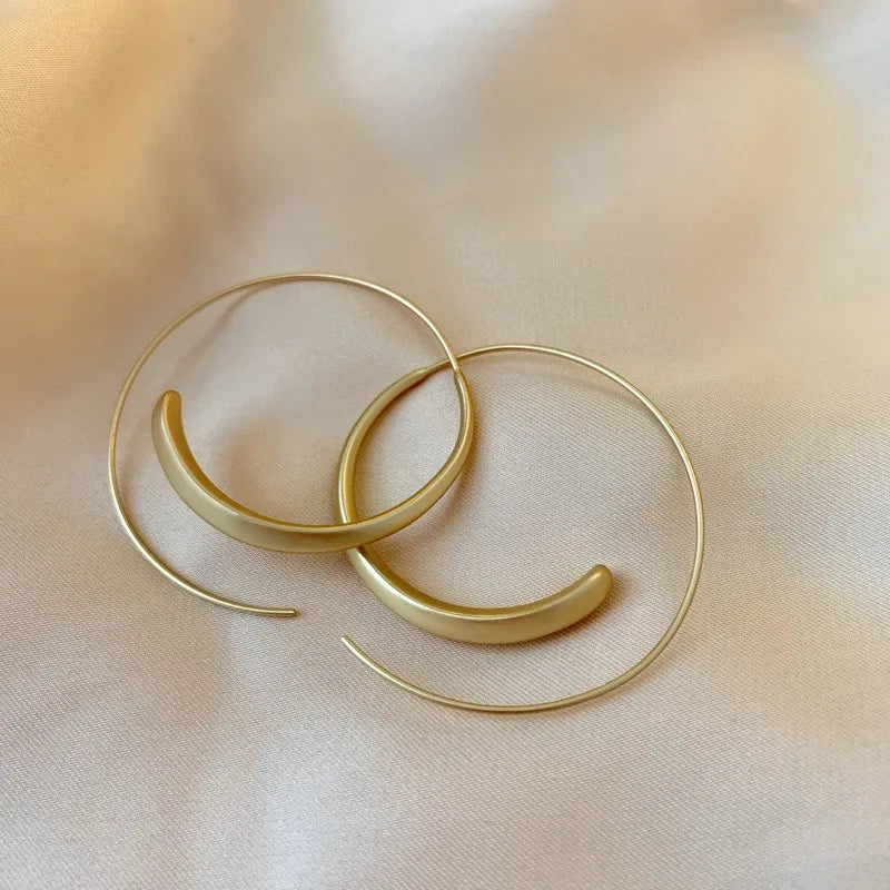 Trendy Gold Plated Geometric Gear Shape Circle Hoop Earrings for Women Girl Fashion Zircon Jewelry Buckle Type