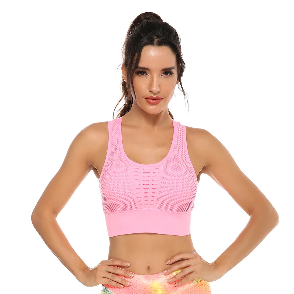 Hot Fitness Women's T-shirts Workout Sports Bra Yoga Vest Backless Solid Quick Dry Running Gym Sport bra Yoga Shirts Tank Top