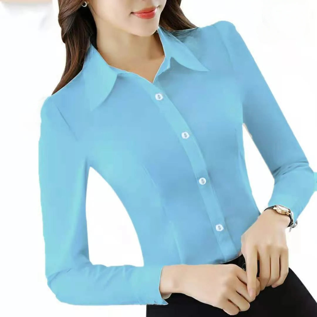 White Shirt Women Chiffon Dress Shirt Long Sleeve Blouses Slim Women Tops OL Korean Fashion Women Shirts Autumn Working Clothes