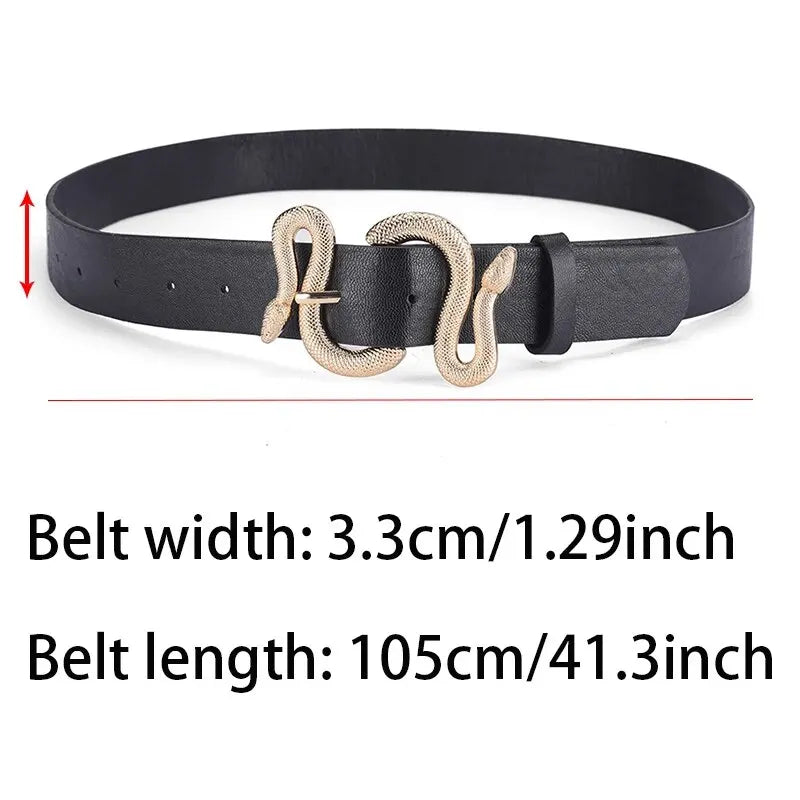 Women's Belt Trend Retro Snake Buckle Belt Fashion Casual Pu Leather Belt With Dress Jeans Belts Gift For Women and Girlfriend
