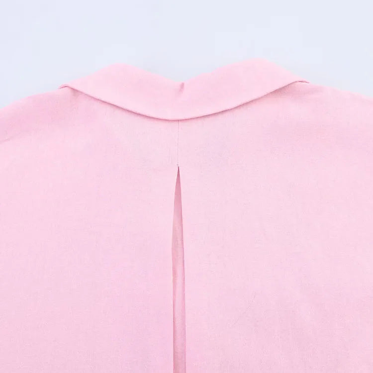 HipSeam Wide Sleeved Shirt Women Spring Asymmetric Hem Button Women's Shirts Simple Lady Johnny Collar Linen Shirts & Blouses