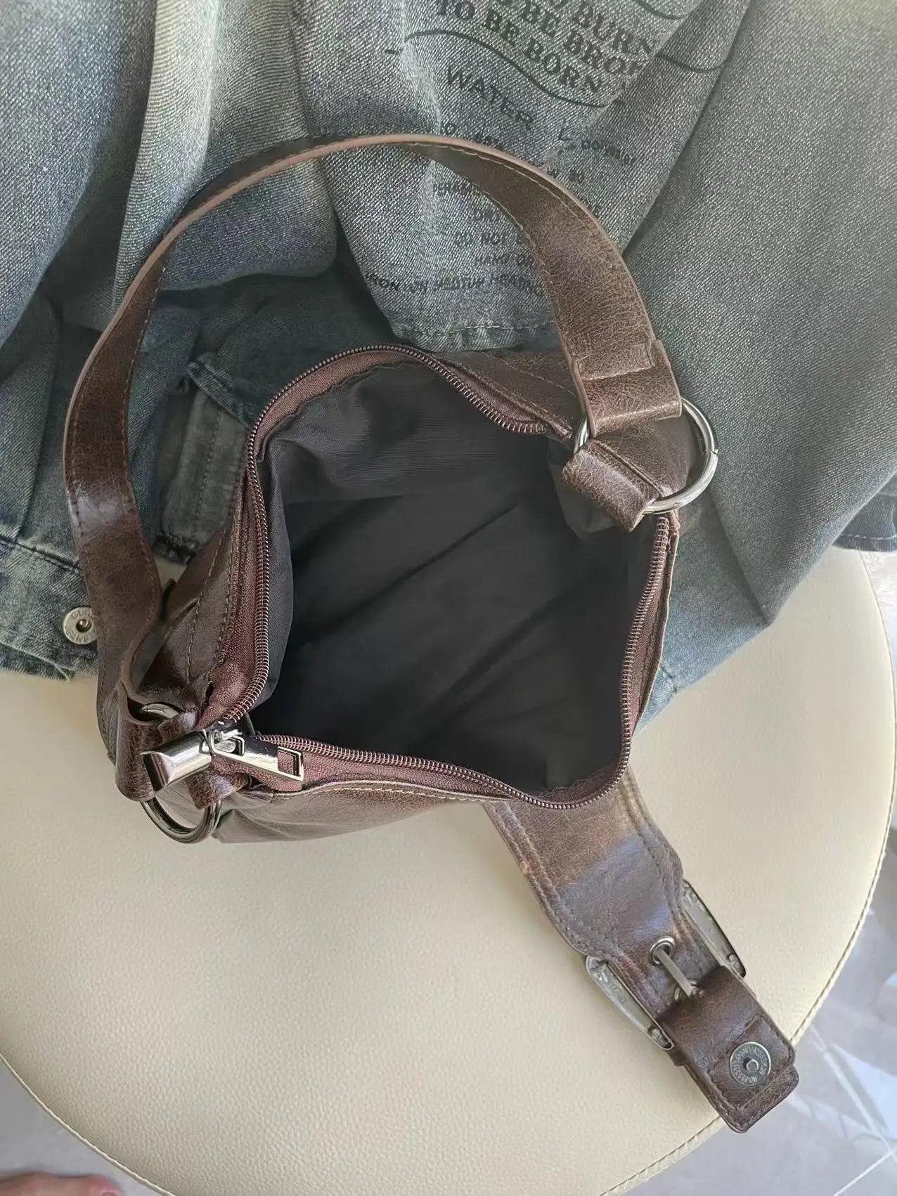 2025 Spring Hot Selling Maillard Style Retro Style Small Bag Spicy Girl Y2K Wasteland Style Vintage Leather Shoulder Armpit Bag