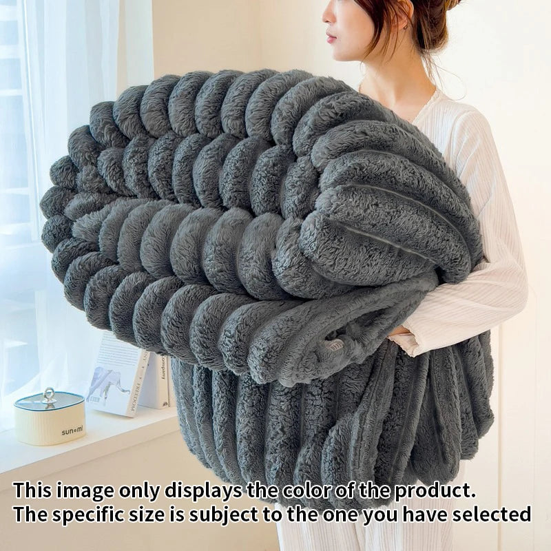 Light luxury Multifunctional Solid Color Rabbit Velvet Blanket Winter Thick Warm Flannel Used For Bedroom Living Room Blanket