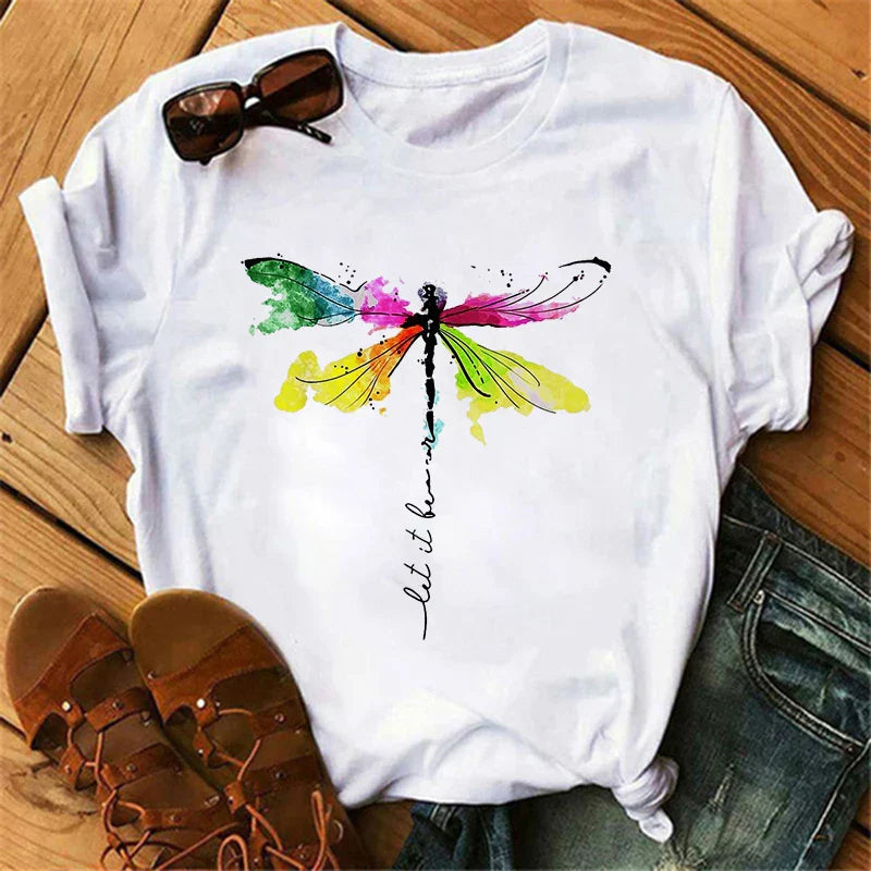 Butterfly Tree Print Harajuku Women's T-Shirt