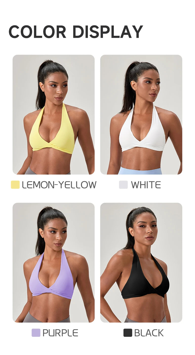 Sports Yoga Bra for Women Halter Neck with Stylish Back Design Sexy Gym Bra for Running Fitness Sports Bras