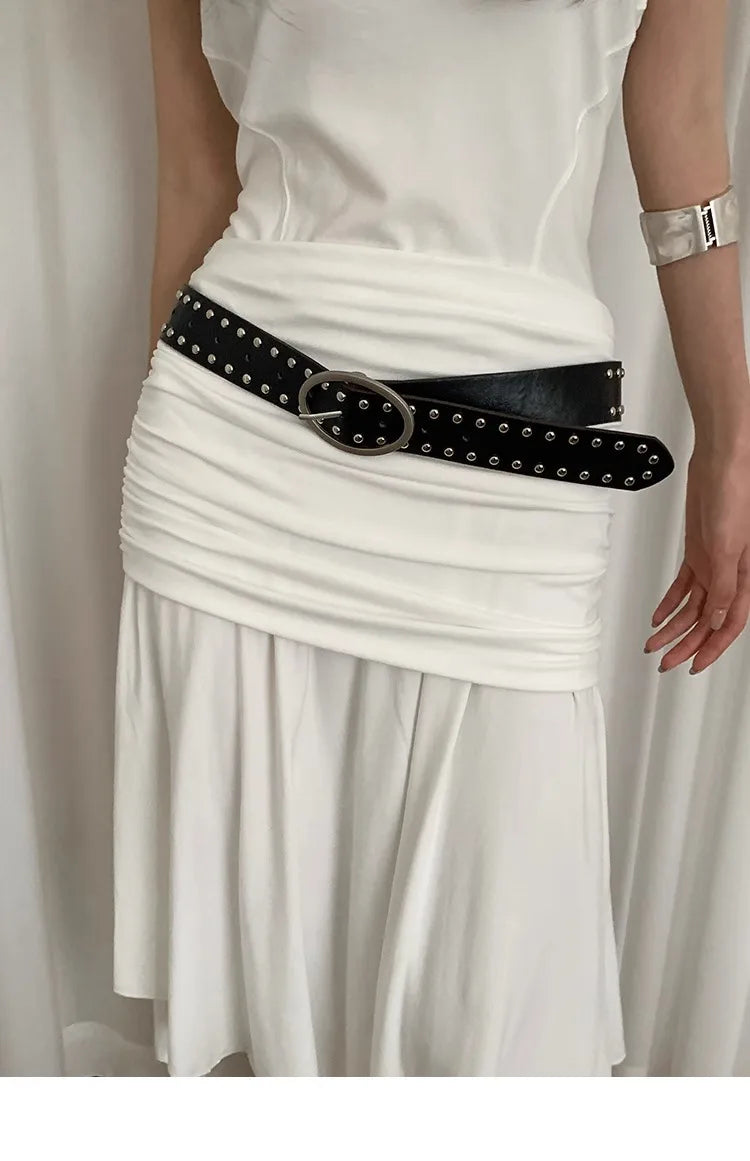 Bohemian Rivet Belt Women 2024 New High-End Design Niche With Dress Y2K Belt Trend