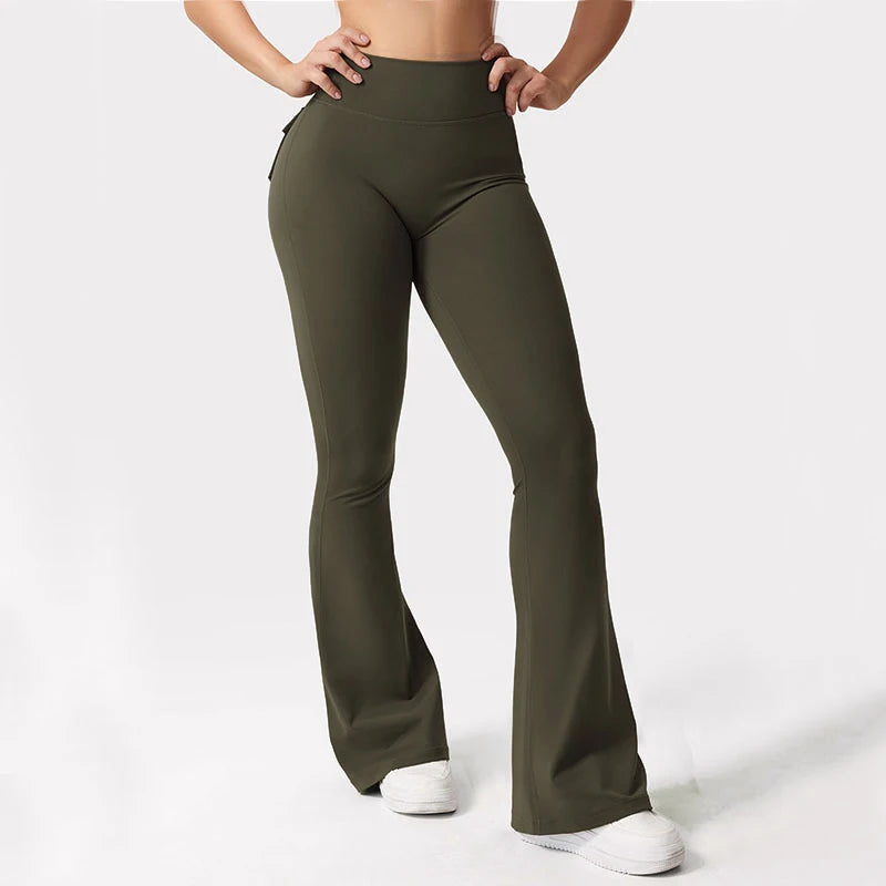2024 Newest Women Wide Leg High Stretch Yoga Leggings Naked Feeling Compression Fitness Workwear with pockets Yoga Pant 