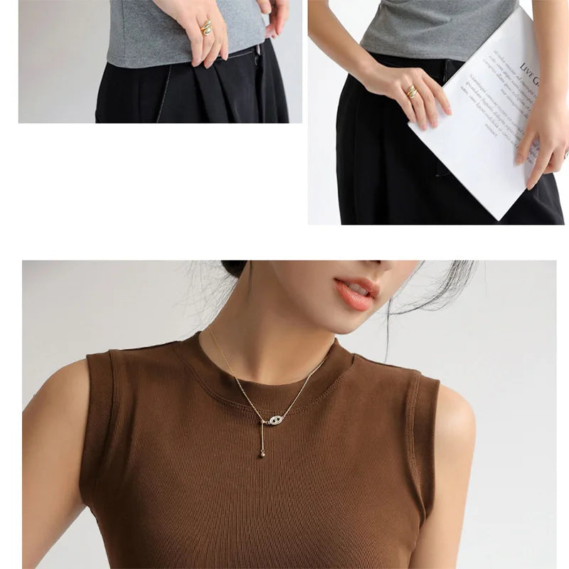 Camisole Vest for Women Round Neck Colourful Basic Sleeveless Undershirt Tops Tees with Coverage for Side Cleavage