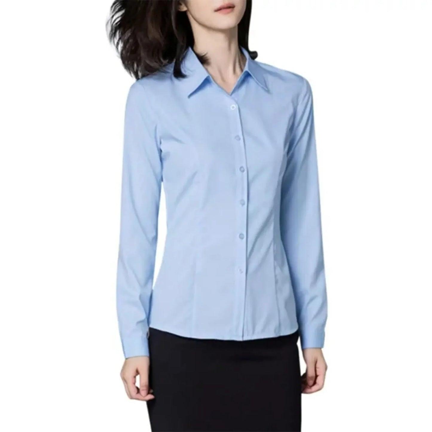 Women's Long Sleeve Blouse Office Ladies Tops Button Up Shirts 2025 Fashion Casual Shirt Long Sleeved Blouse White Shirt Women