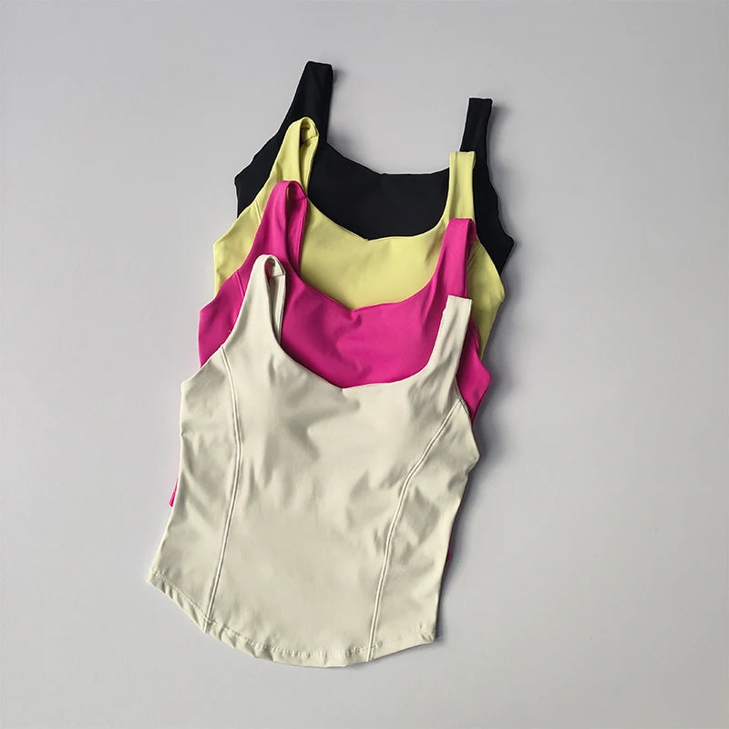 High Strength Back Fitness Tank Top Women's Running Shockproof Sports Bra High Elastic Gathering Nude Yoga Bra for External Wear