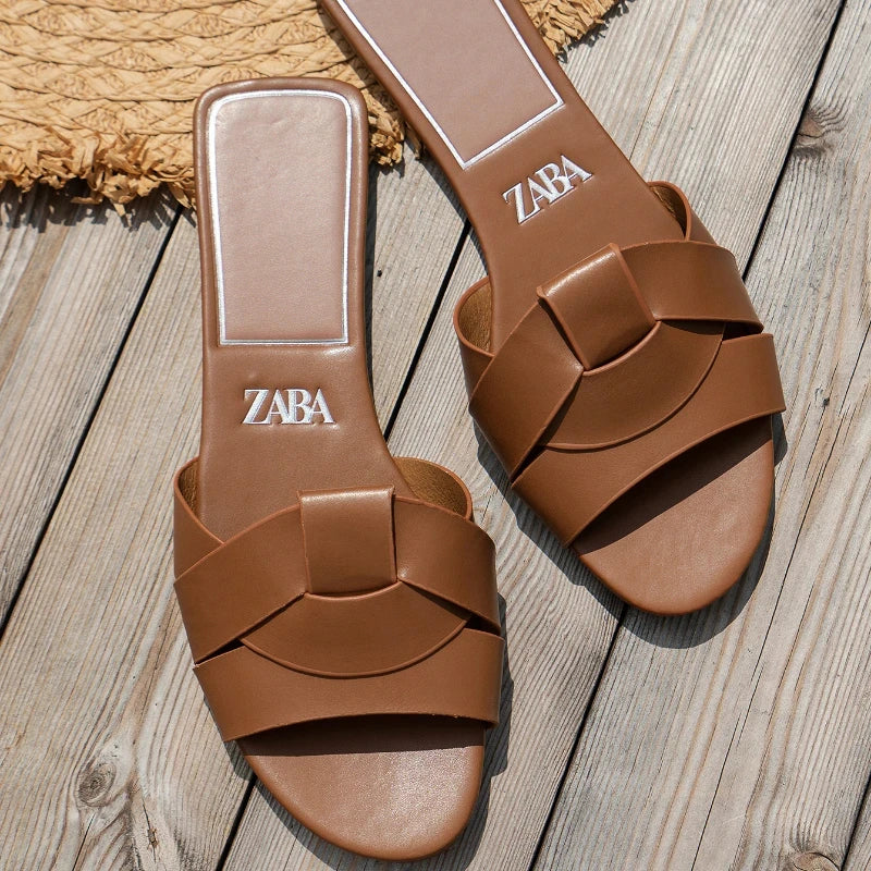 Luxury Designer Women Sandals 2025 New Woven with Comfortable Women's Sandals Casual Bottom Summer Flat Woman Slippers