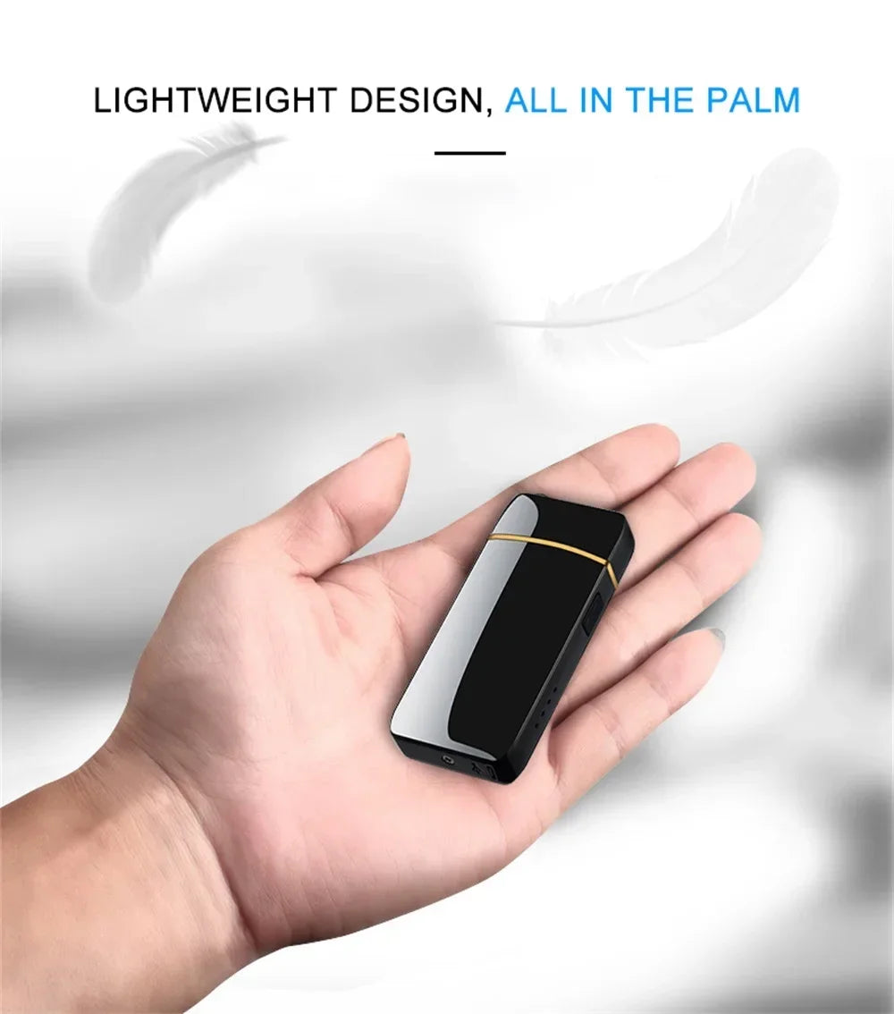 2024 New Windproof Electric Metal Lighter Double Arc Flameless Plasma Lighter USB Rechargeable LED Power Display Touch Sensor