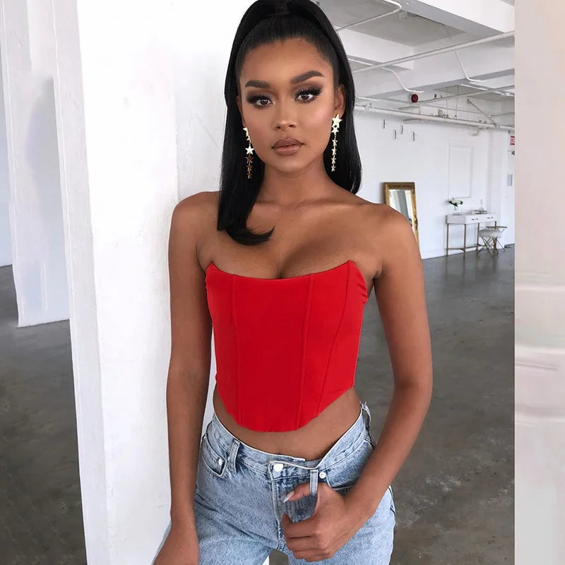 Sleeveless Off Shoulder Velvet Fashion Sexy Corset Crop Tops Vest Female Underwear Backless Bustier Top Solid