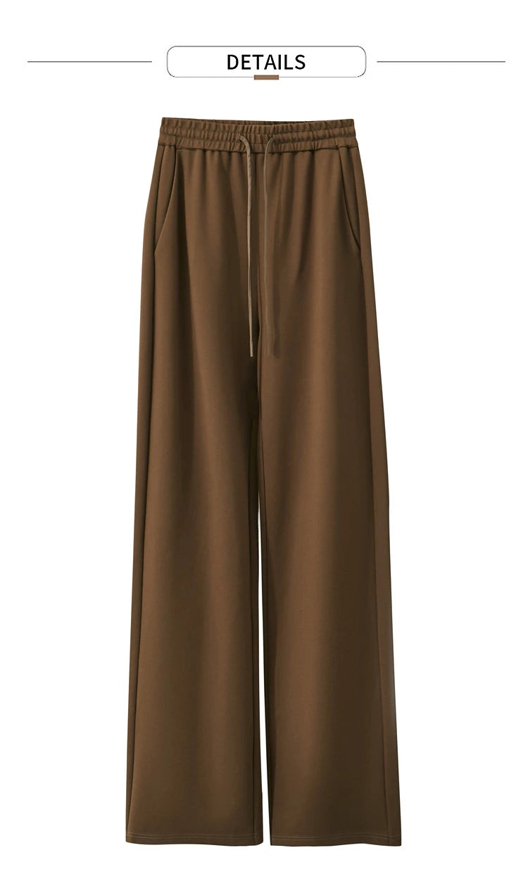 AMII Minimalism Casual Pants for Women 2025 Spring Wide Leg New Loose Vertical Elastic Waist Drawstring Sporty Trousers 12343338