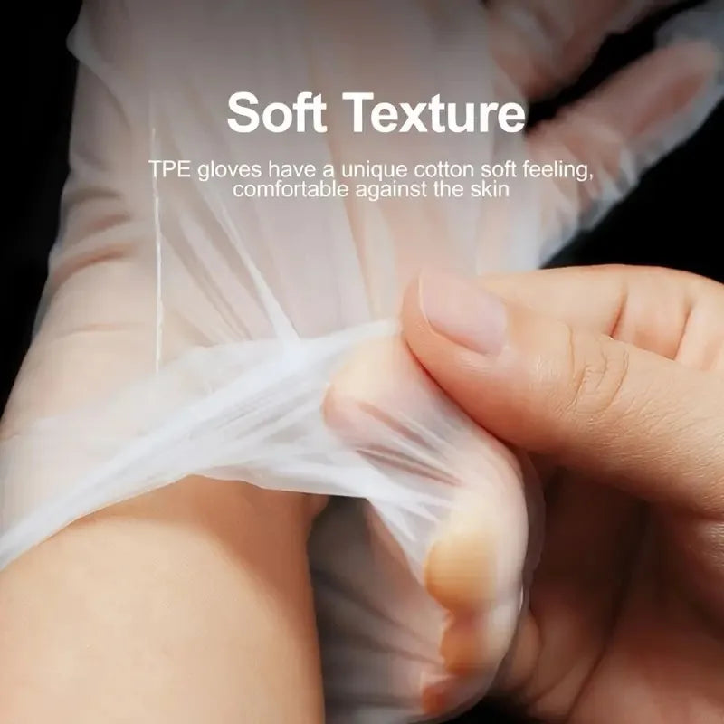 100PCS Disposable TPE Gloves Kitchen Bathroom Restaurant Camping Travel Waterproof Oil-Proof Household Cleaning Tools