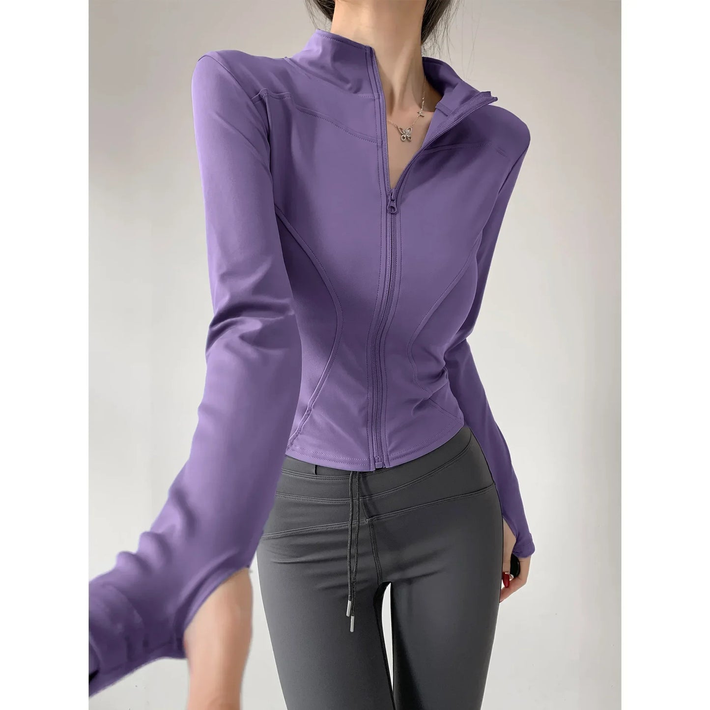 Sun Quick Drying Sports Coat Women's Tight Top Yoga Jacket Long Sleeve Zipper Jacket Running Fitness Women's Jacket S-3XL