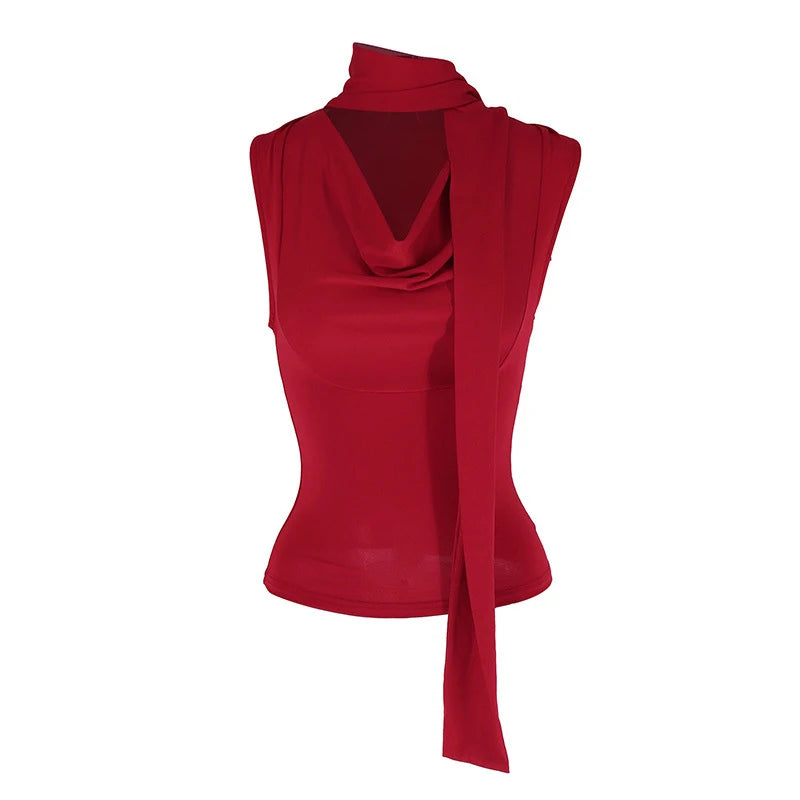 Solid Tank Summer New Women Sexy Sleeveless V-Neck Lady Top Fashion Bandage Streetwear Casual Slim Tank Elegant Knitted Clothing