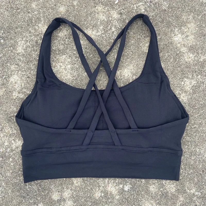 Solid Color Fitness sport Bra Women Cross soft high strength Tight Top Comprehensive Training Gym Yoga Underwear With Chest Pad