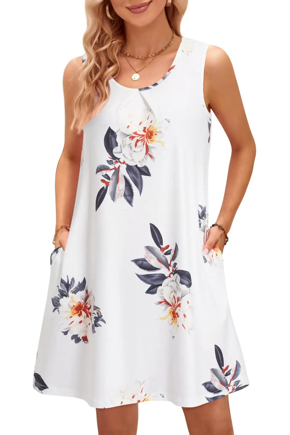 Bohemian Print New Casual Sleeveless Long Women's Round Neck Dress Retro Dress Sweetheart Rustic Country Sleeveless Dress