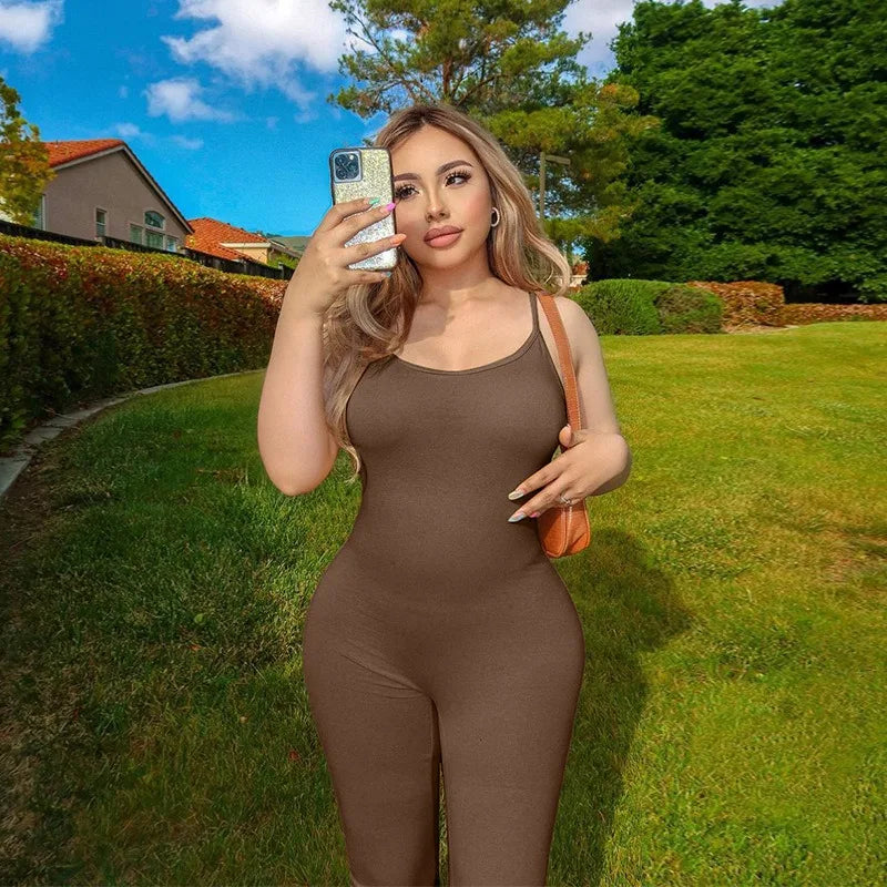 Summer Black Jumpsuits For Women Sleeveless Solid Bodycon Sexy Backless Rompers Fashion Streetwear Casual Sporty Skinny Overall