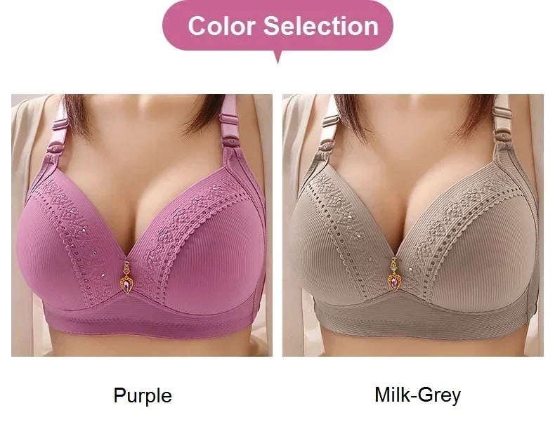 Gathered Side Collection Lifting Underwear Breasts Brassiere Large Size Bra Full Cup Underwear Brassiere No Steel Ring Bra