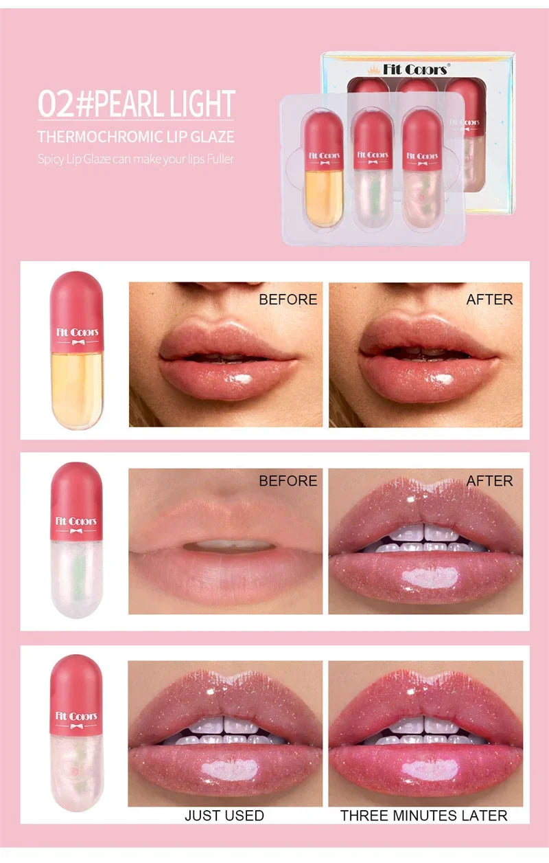 Mini Capsule Liquid Lip Blam Moisturizing Transparent Color Changing Lip Plumping Oil Mirror Jelly Plumping Lip Gloss Cosmetic