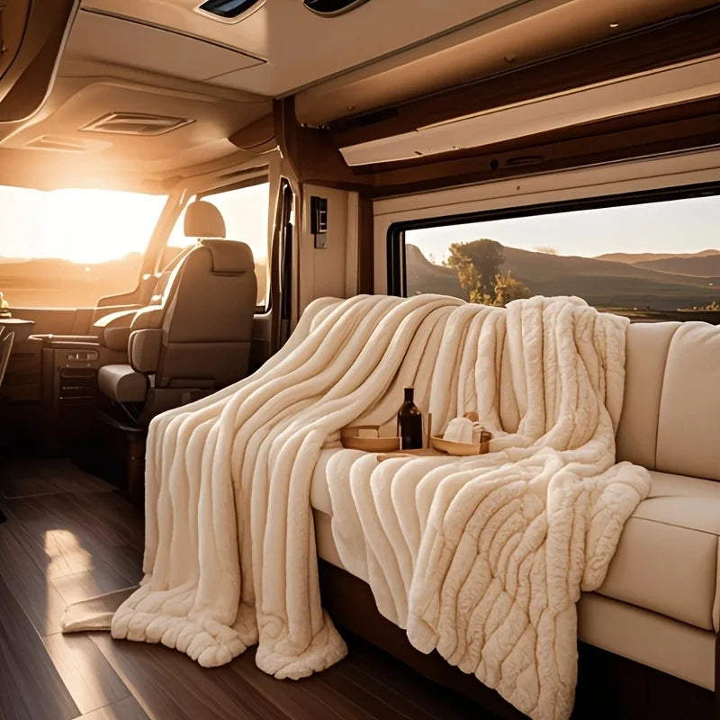 Luxurious Fleece RV Blanket - Soft, Plush, Multi-Use Throw for Travel, Office Naps, Summer Air Conditioning, and Sofa Cover
