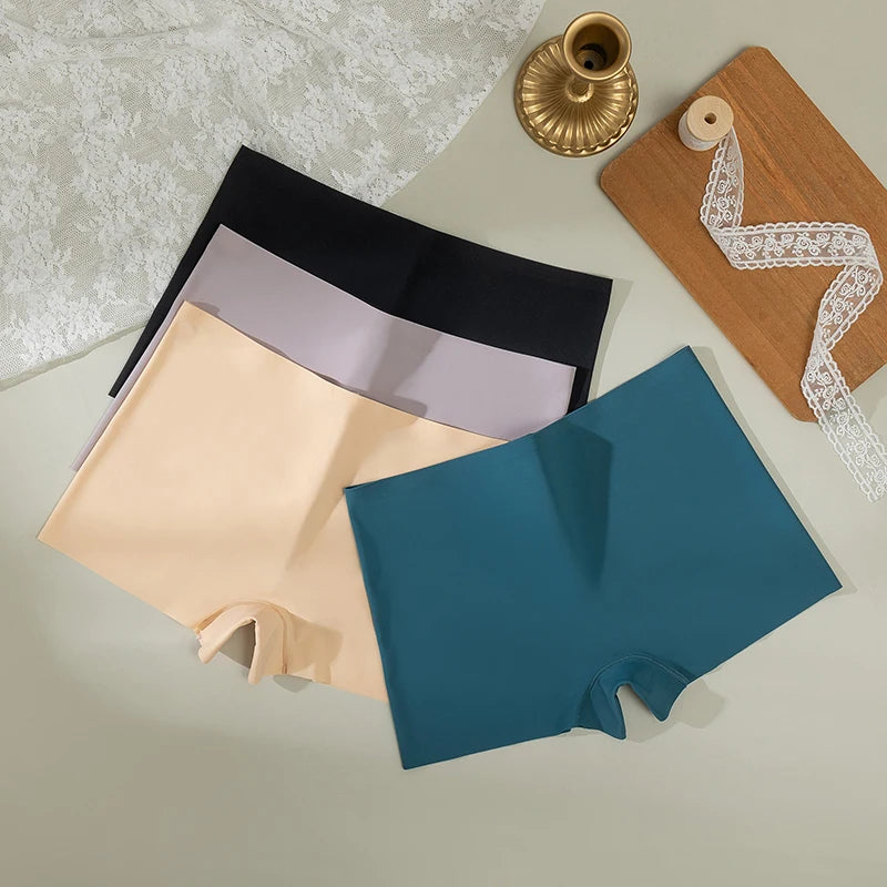 BZEL 4PCS Women's Panties Seamless Boxers Breathable Lingerie Comfortable Boyshorts Silk Satin Underwear Woman Sports Underpants