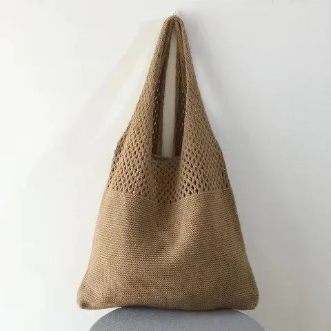 Designer Knitted Handbags Female Large Capacity Totes Women's Pack Summer Beach Bag Big Purses Casual Hollow Woven Shoulder Bags