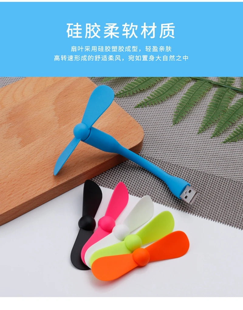 Mini USB Fan Flexible Bendable Fan For Power Bank Laptop PC AC Charger Portable Hand Cooling Fan For Computer Summer Gadget