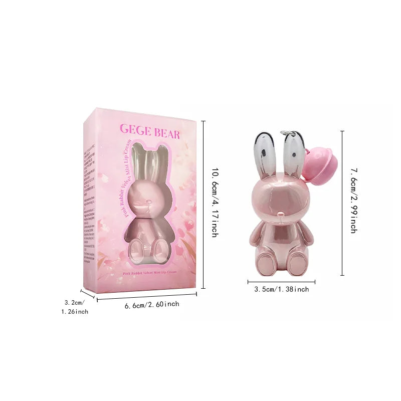 Gege Bear Pink Rabbit Velvet Matte Lip Cream Black Rabbit Water light lip glaze matte mirror pendant lipstick lip gloss