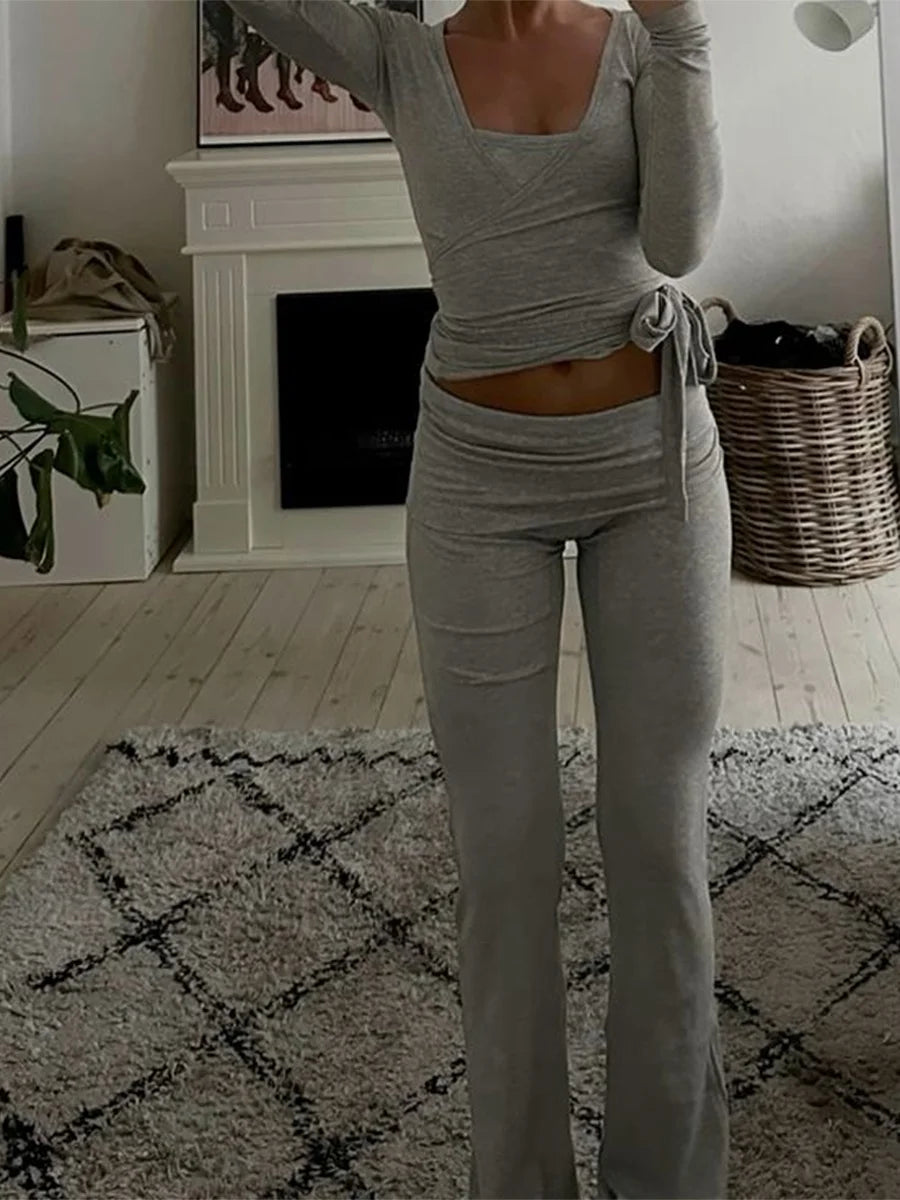 Women's Yoga Shirts Wrap Ruched Tie Front Long Sleeve Workout T Shirts Sexy Deep V Neck Slim Fit Casual Cropped Top