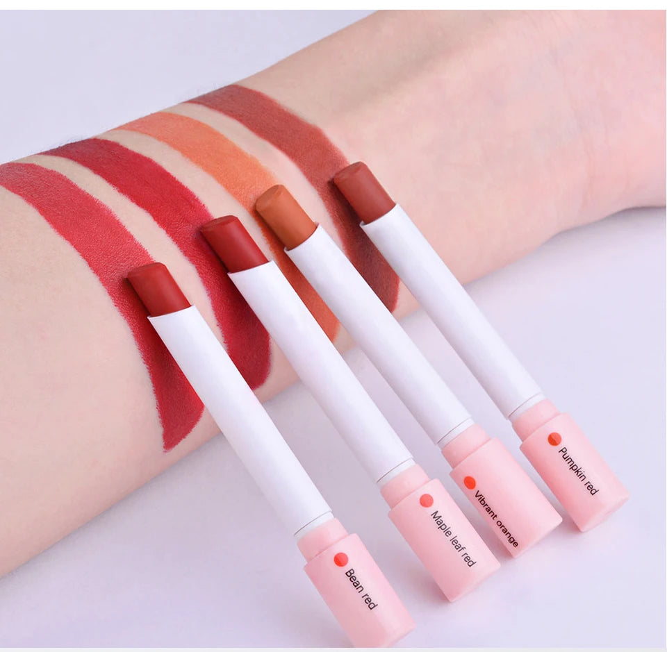 4 pcs/set Cigarette Lipstick Set Long Lasting Lip Glaze Matte Lip Gloss Waterproof Lip Stick Tube Nude Lip Tint Makeup Cosmetics